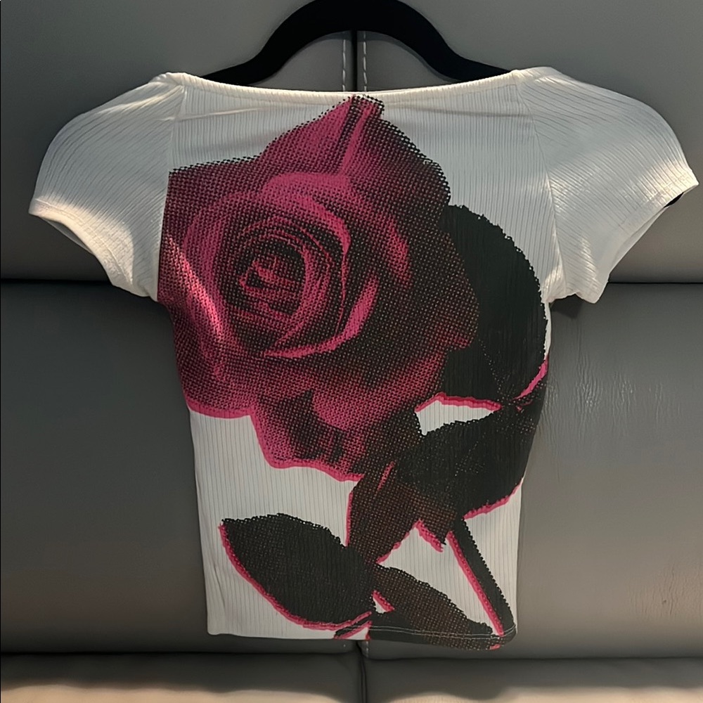 Floral Print Women's Top - White and Pink
